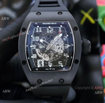 Replica Richard Mille RM 010 So Black Ceramic Arabic Dial Watches